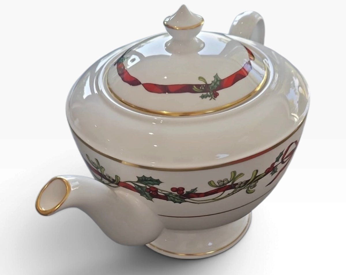 Royal Worcester Holly Ribbons Teapot