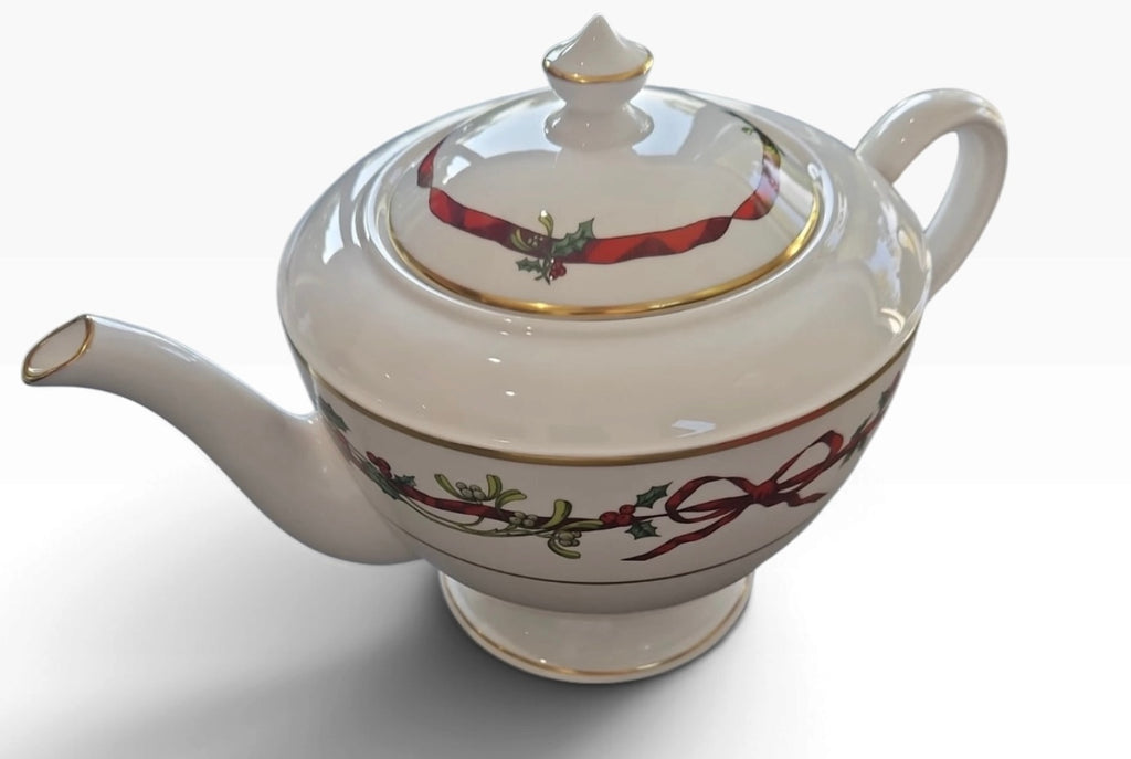 Royal Worcester Holly Ribbons Teapot