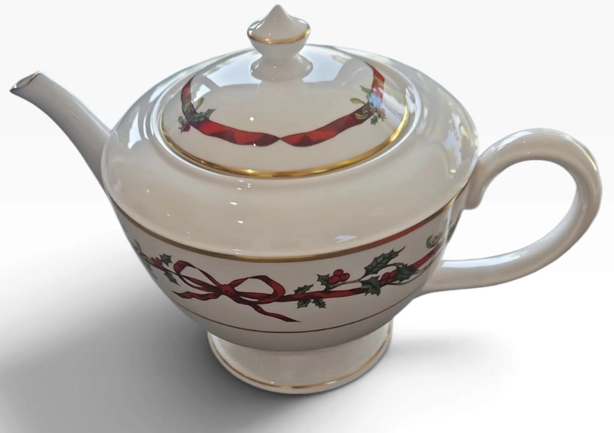 Royal Worcester Holly Ribbons Teapot