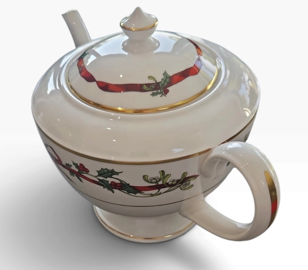Royal Worcester Holly Ribbons Teapot