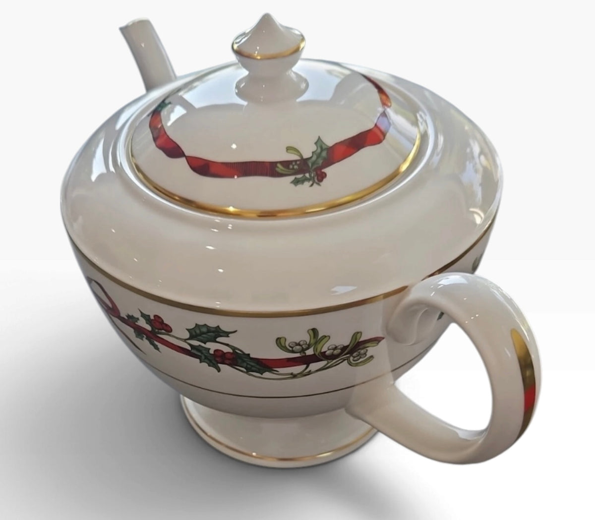 Royal Worcester Holly Ribbons Teapot