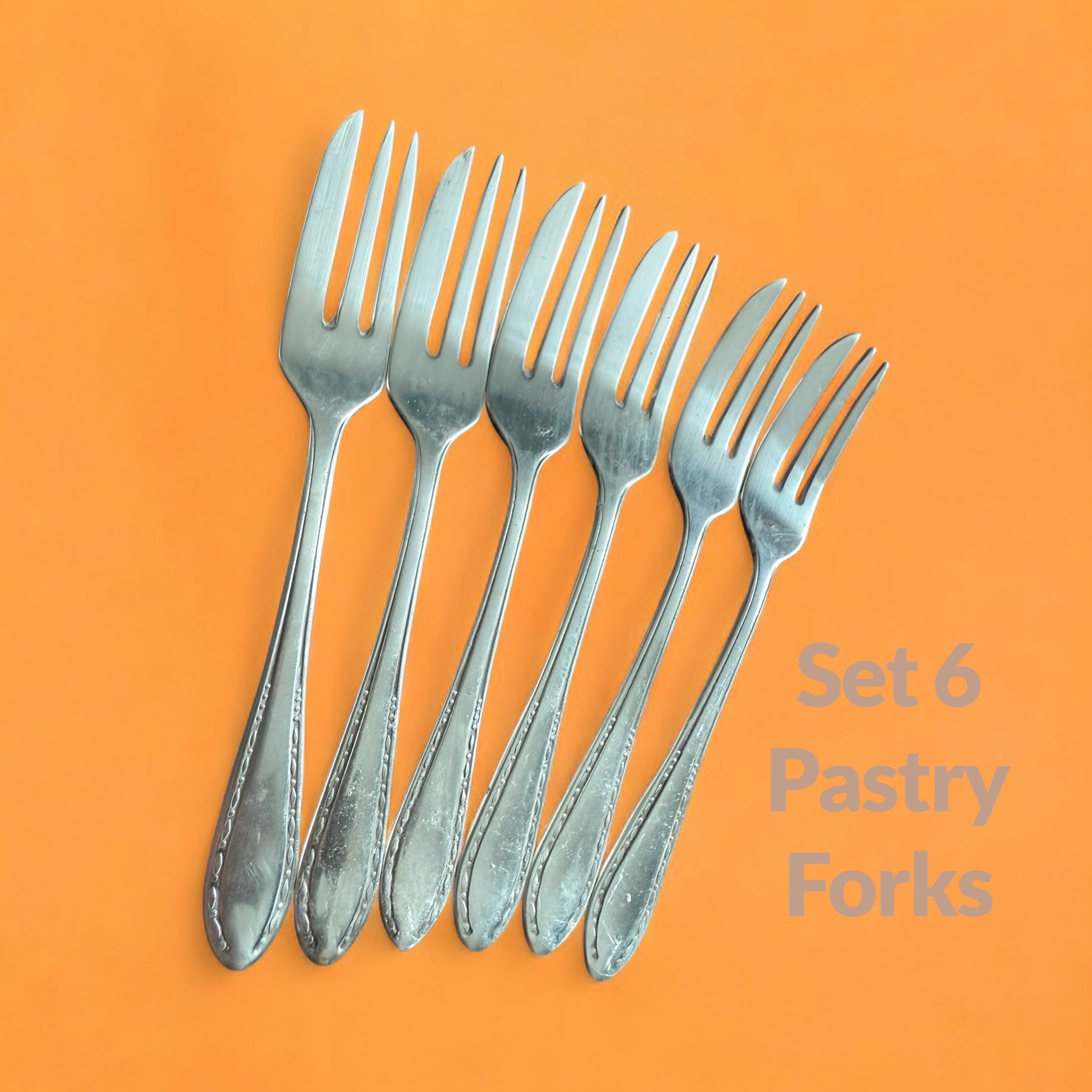 Set 6 Vintage Pastry/Cake Forks image 0