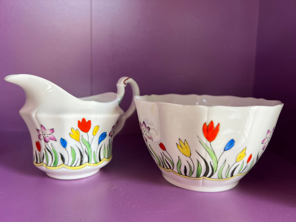 Handpainted Milk jug & sugar bowl  image 3