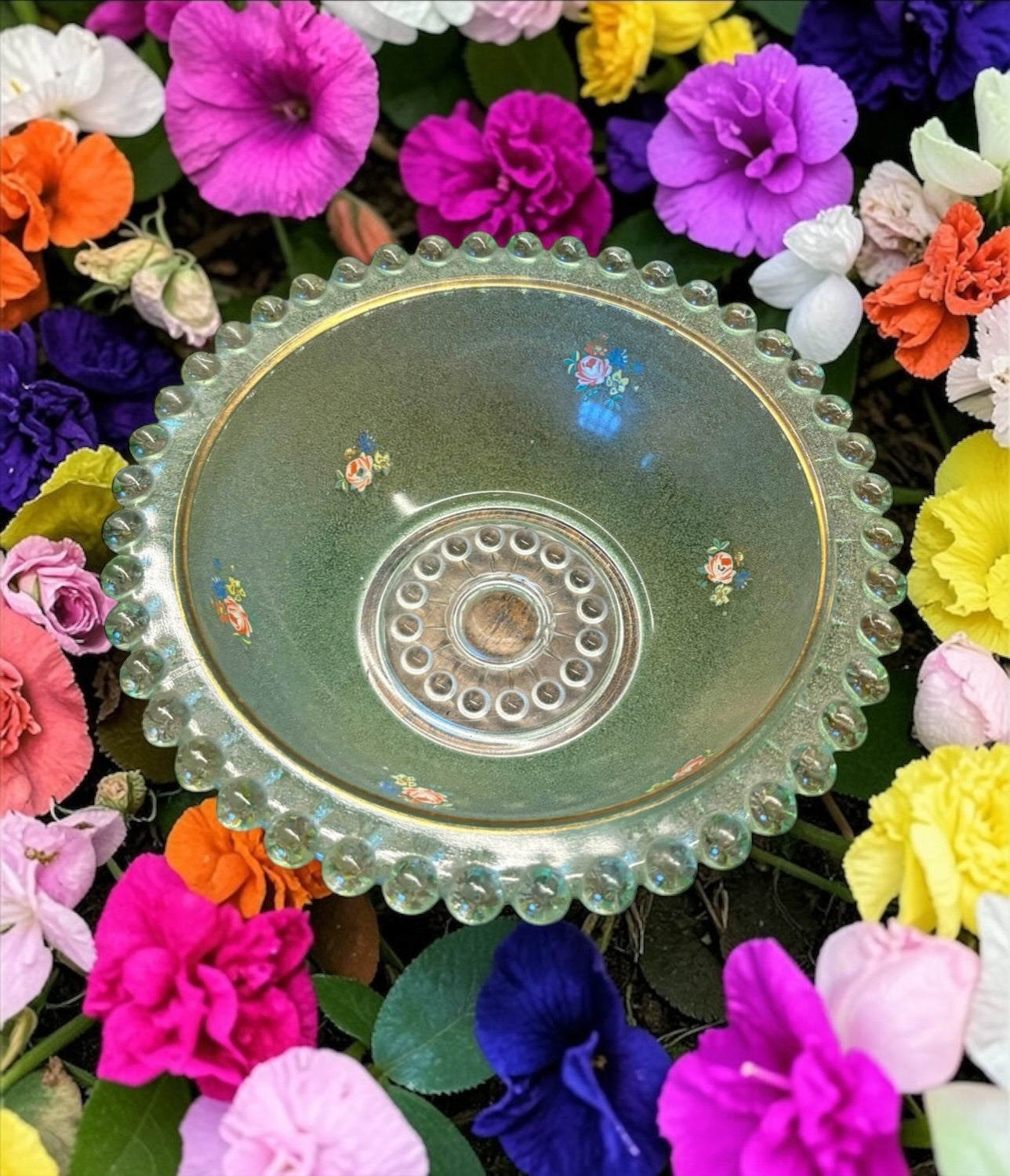 Vintage French Green Glass Bowl  image 0