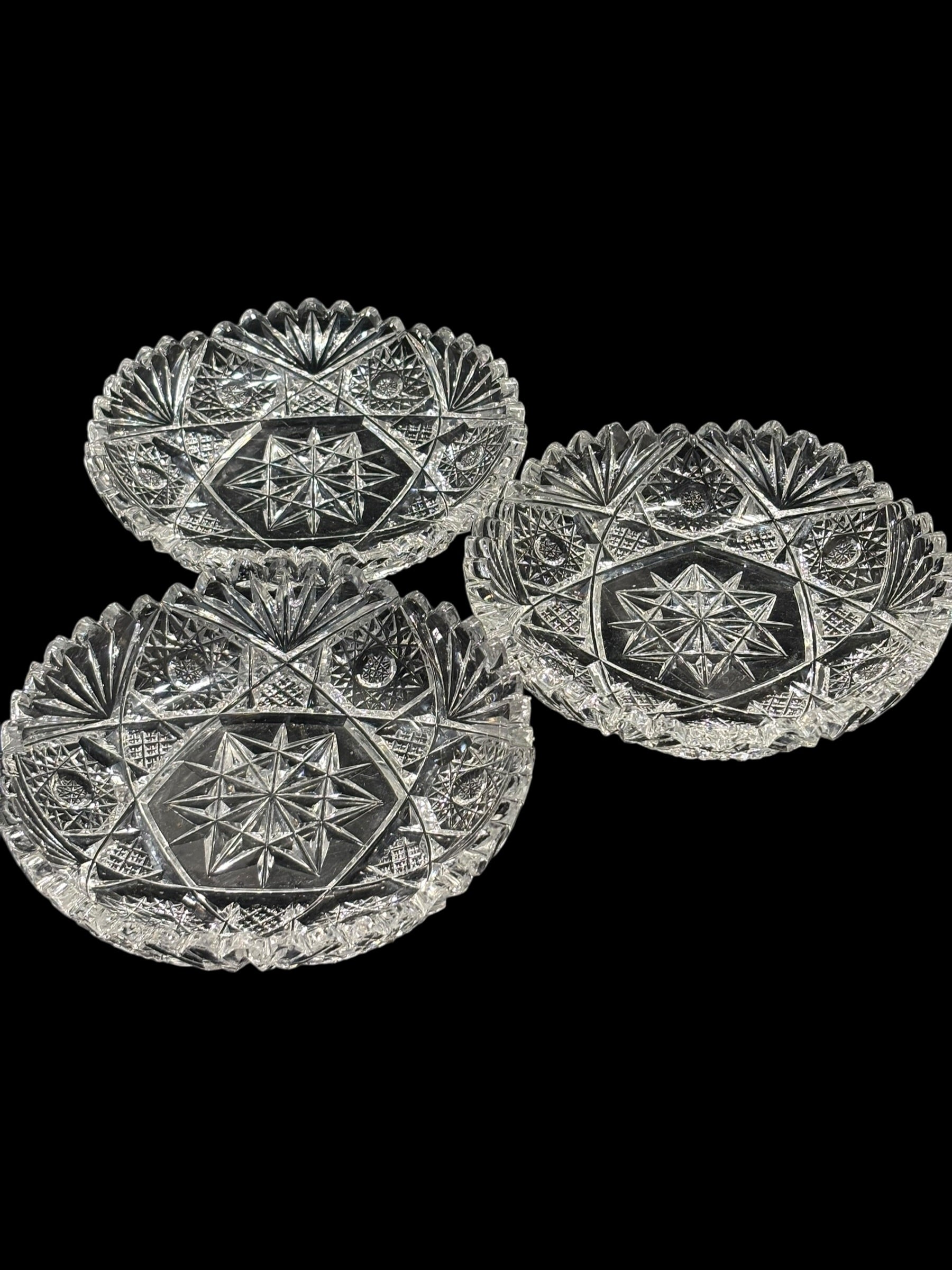 Set Of 6 Hand Cut Crystal Bowls image 2