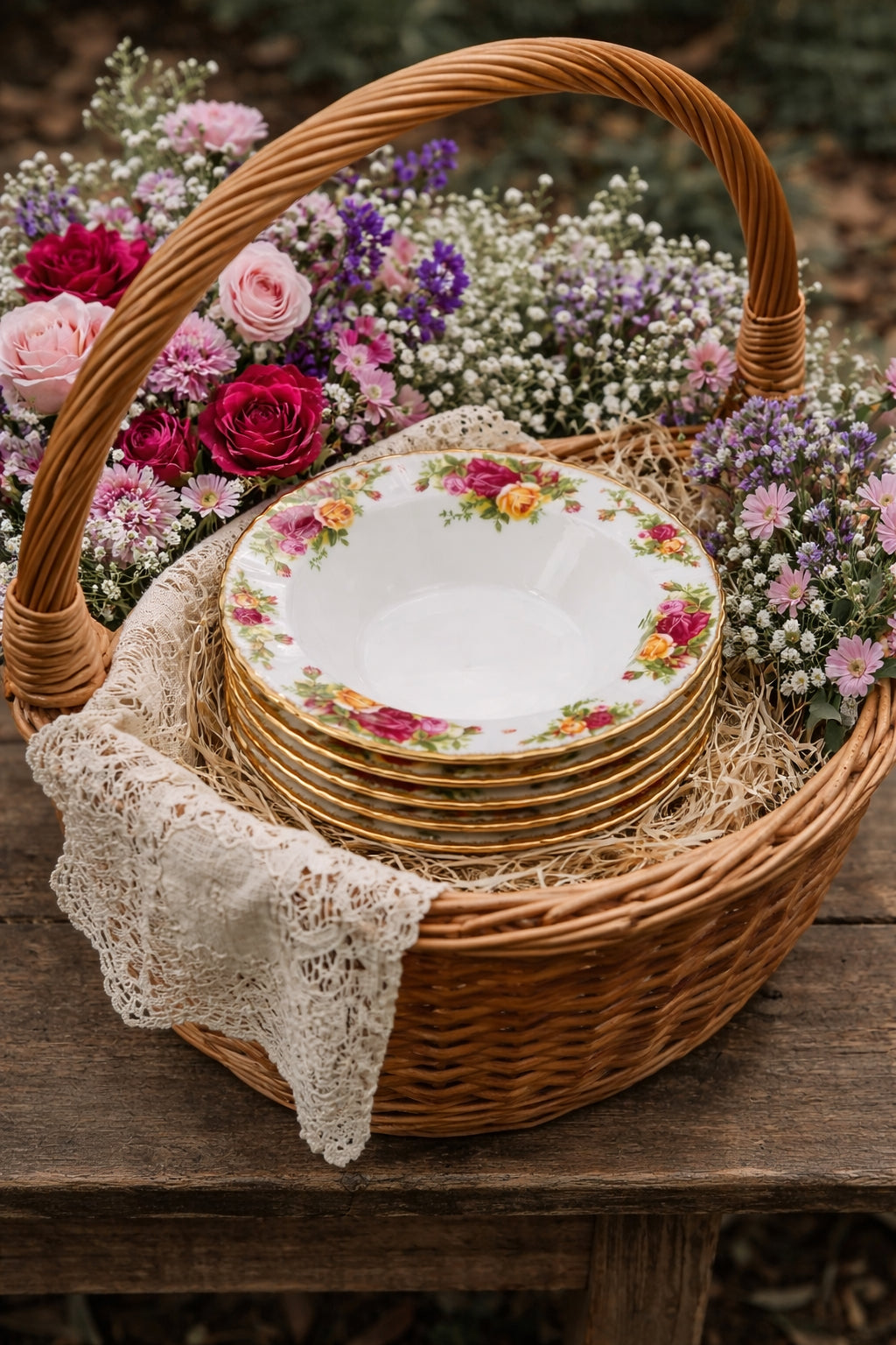 Old Country Roses. Set 6 Royal Albert Soup Bowls image 0