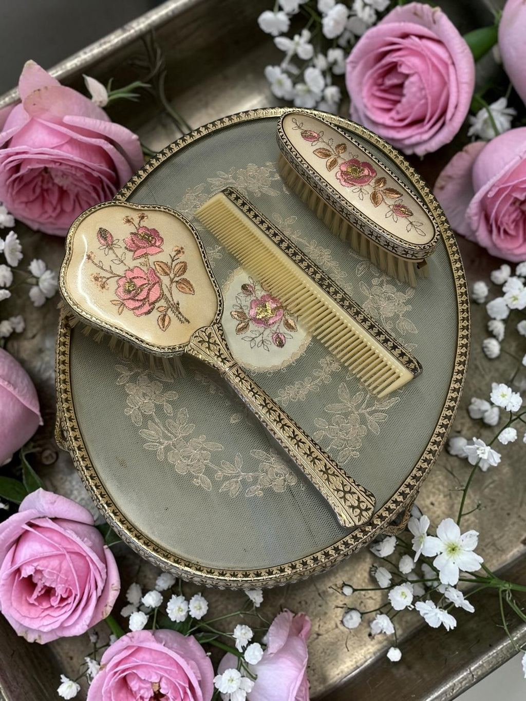 Needle Point Dressing Table Set  image 0