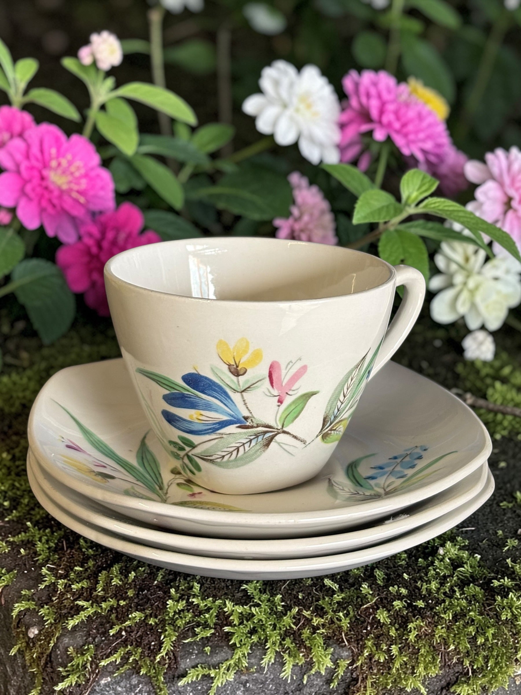Vintage 1950’s Hall China “Bouquet” Set of 4 Coffee Cups image 1