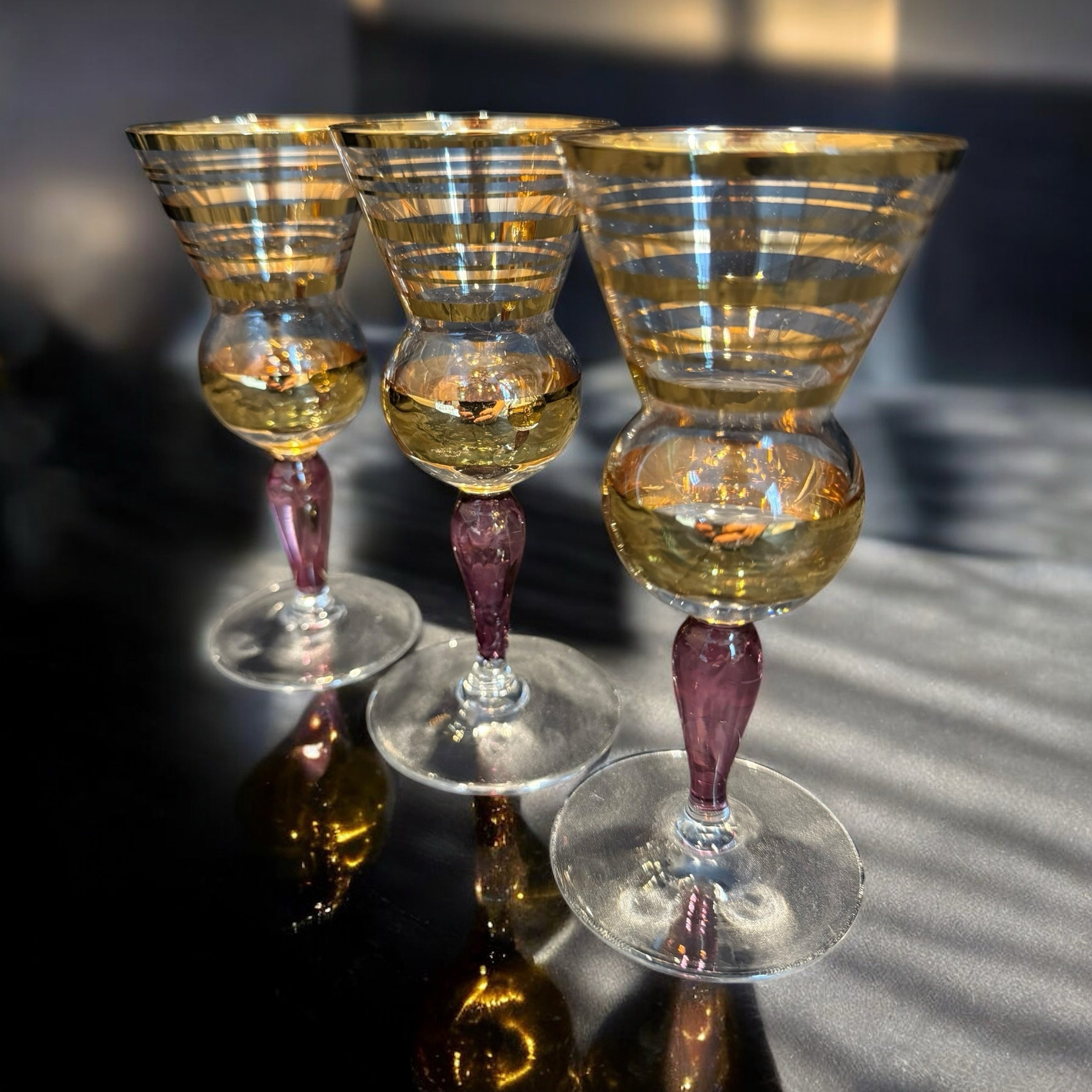 Vintage Shot Glasses. Gold Gilt image 0