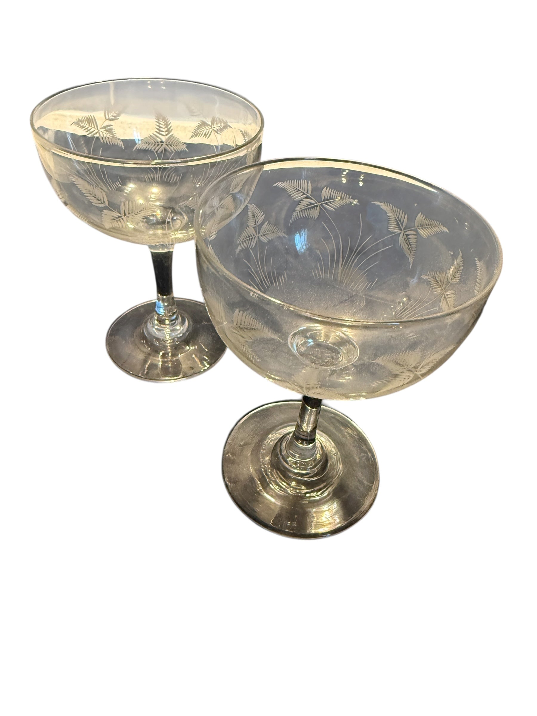 Pair etched Champagne Coupes image 6
