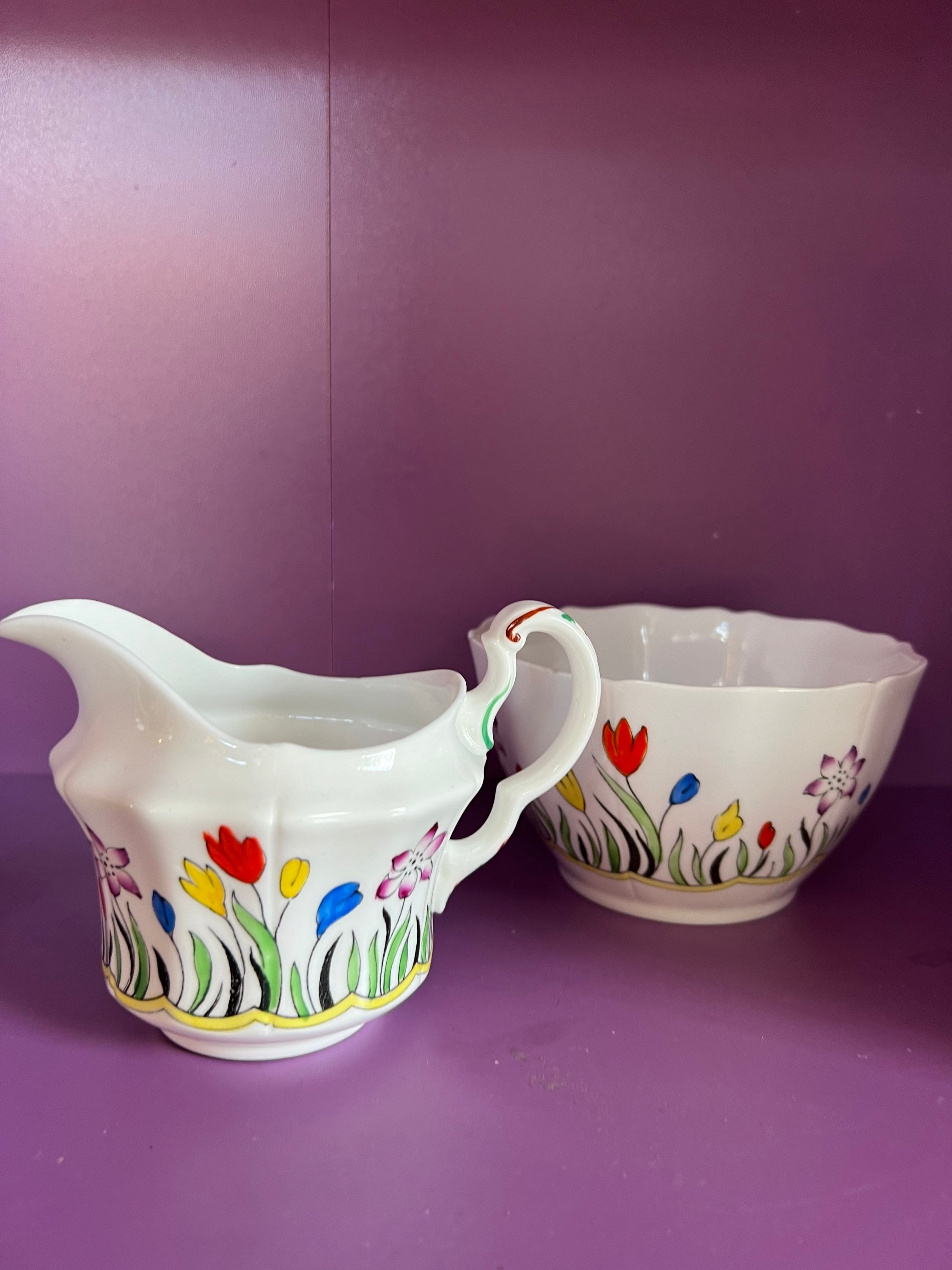 Handpainted Milk jug & sugar bowl  image 4