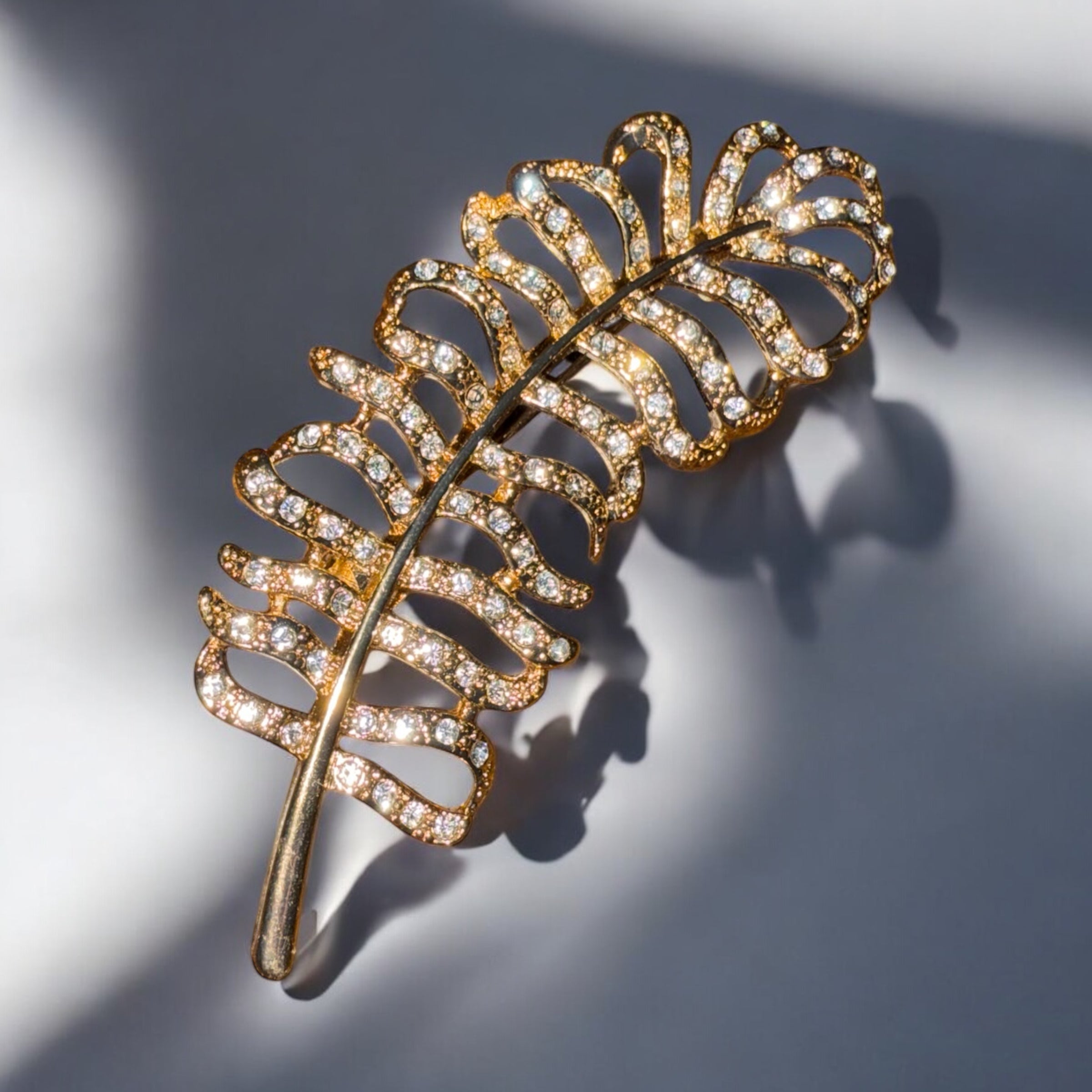 Vintage Brooch. Diamanté Leaf image 0