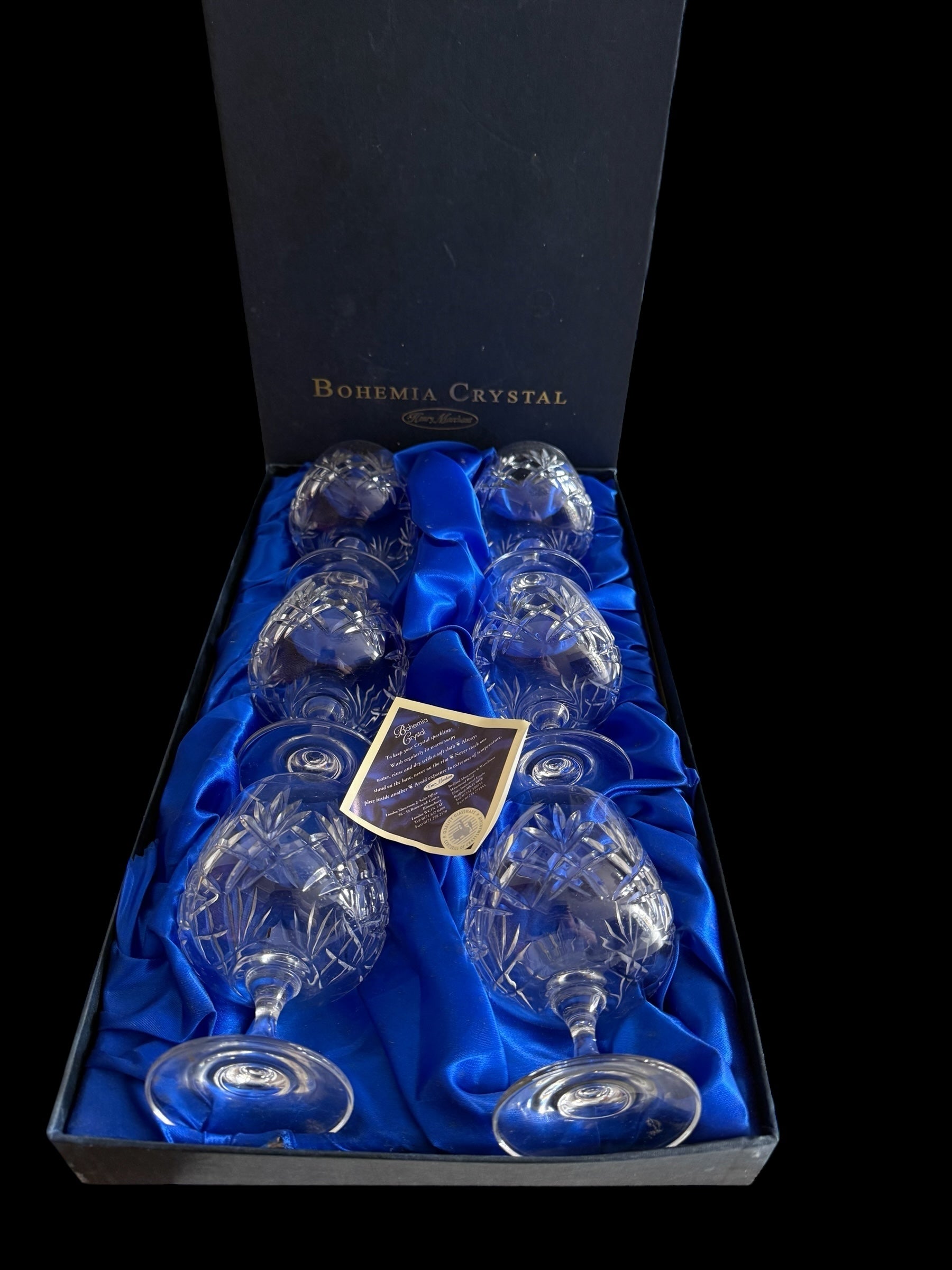 BOHEMIA. Set 6 Vintage Brandy Balloon Crystal Glasses.  image 3