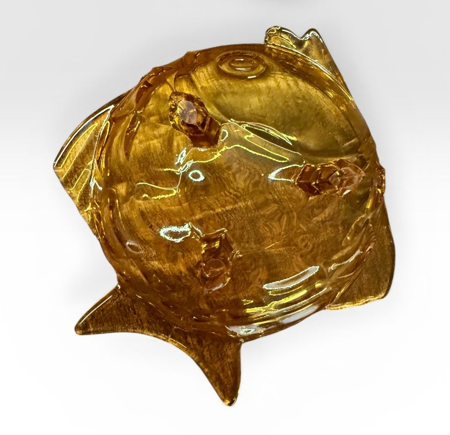 Vintage Amber Glass Fish Dessert Set image 4