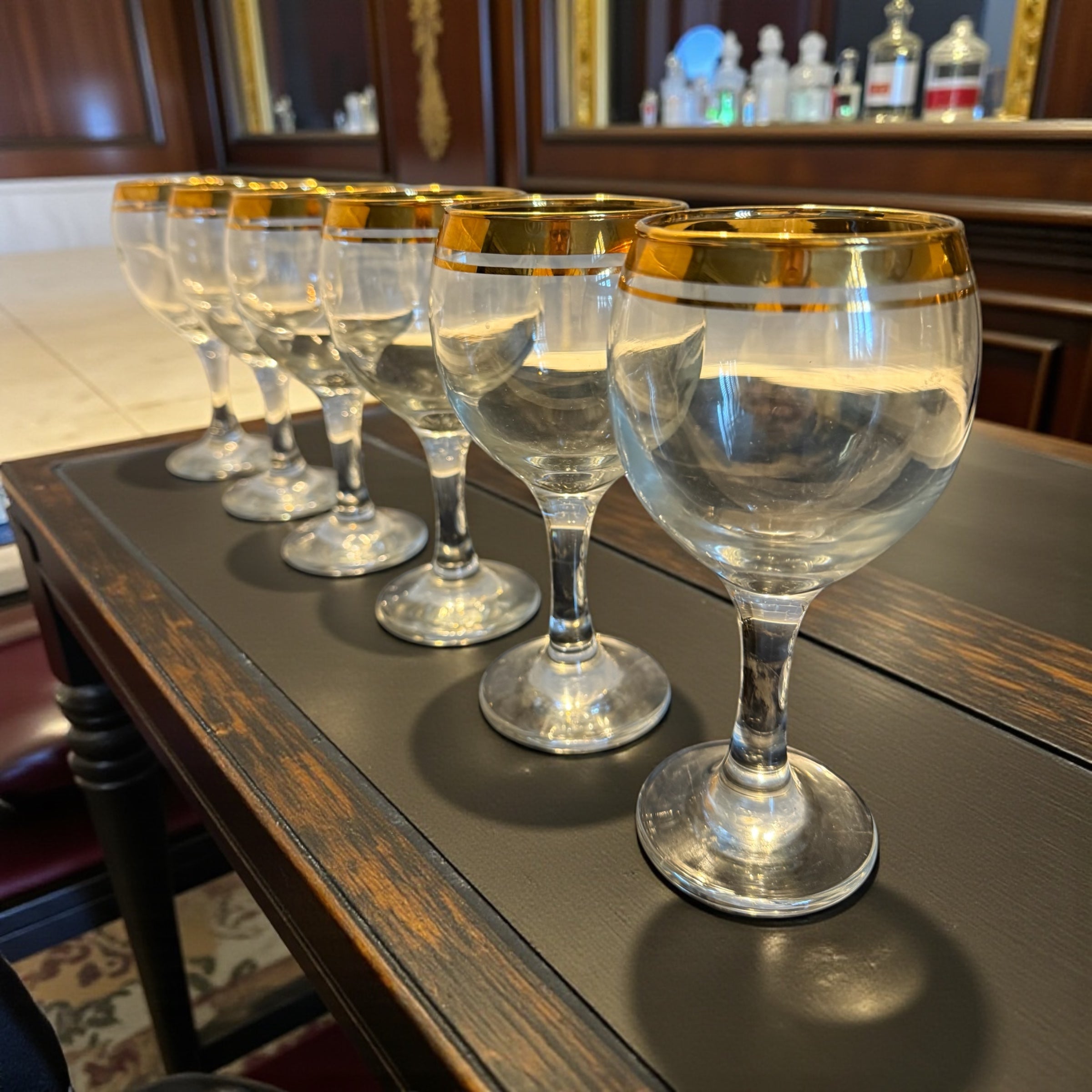 Vintage Wine Goblet Glasses. Set 6 image 0