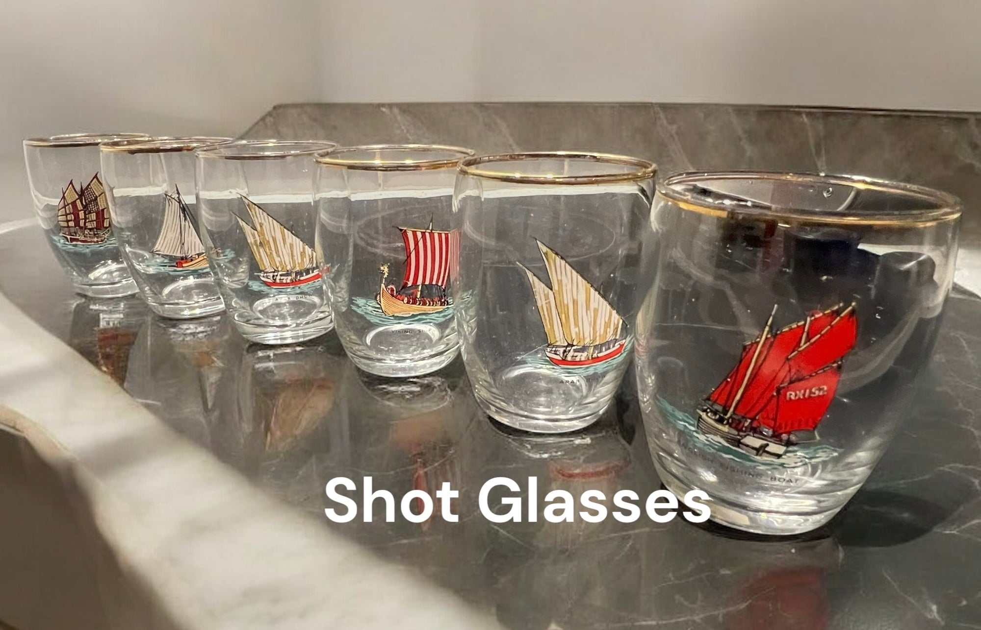Set 6 Vintage Shot Glasses.  image 0