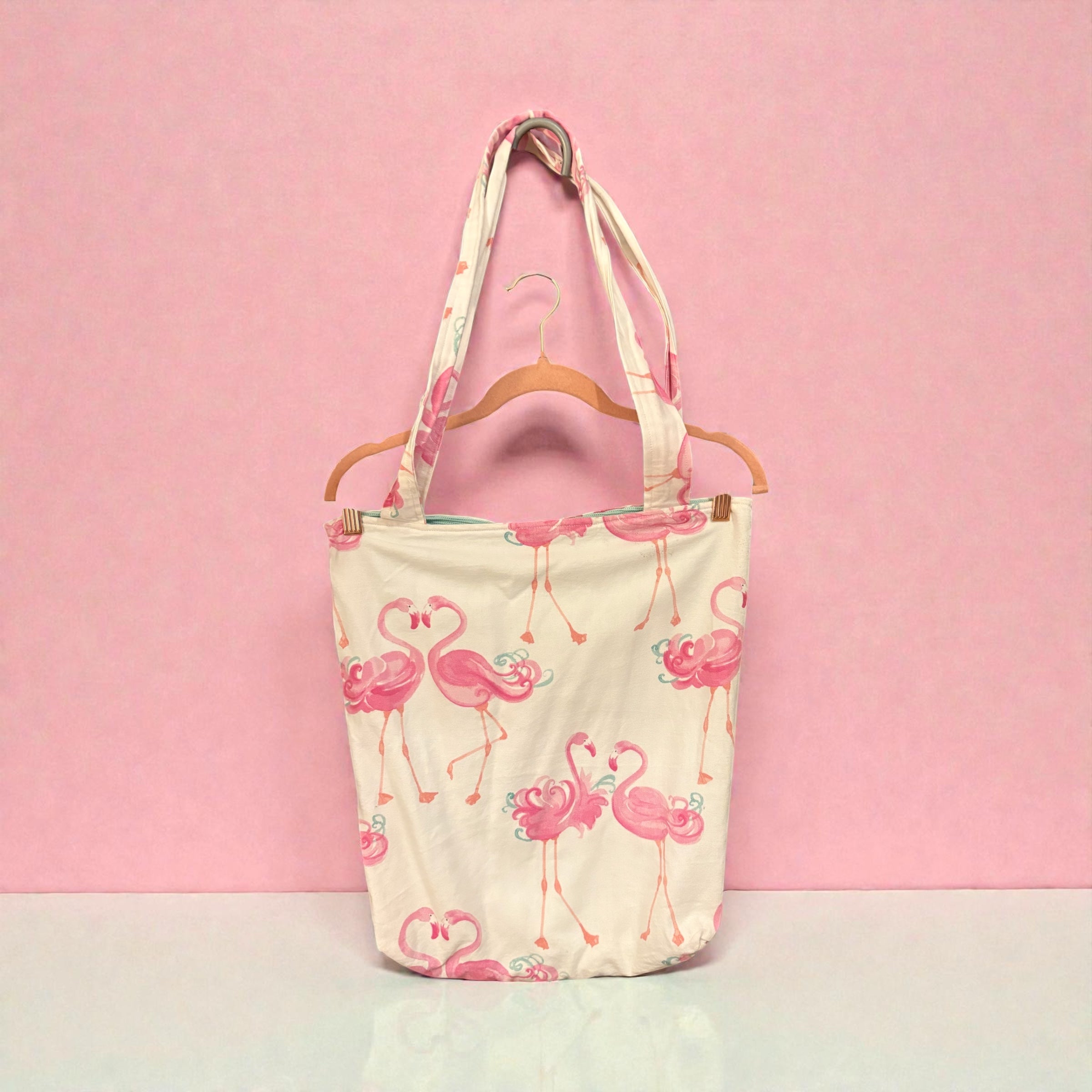 Handmade Flamingo Fabric Tote Bag image 0