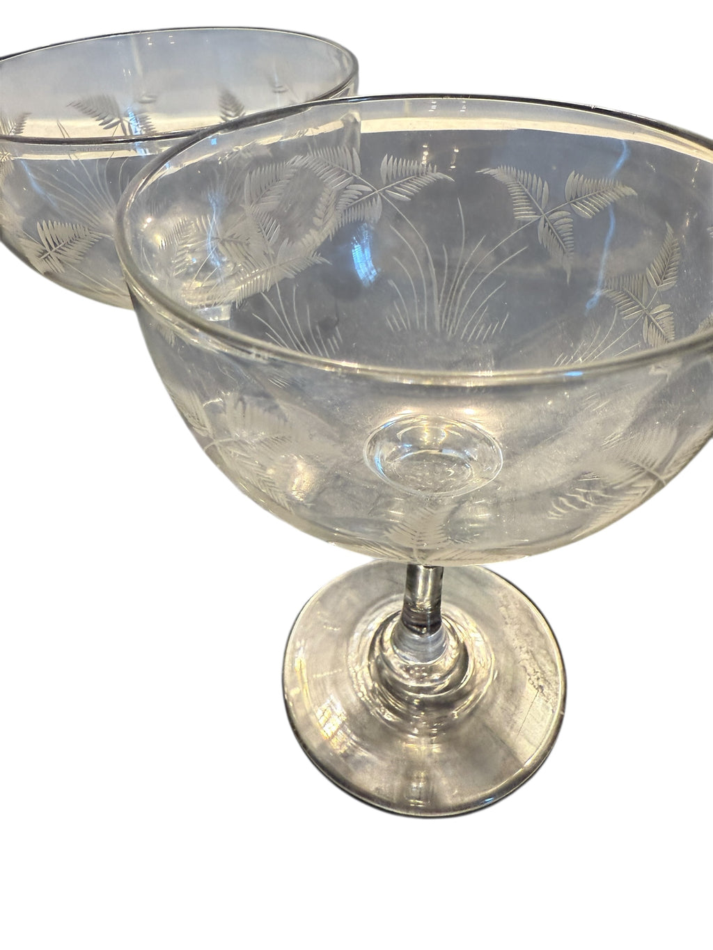 Pair etched Champagne Coupes image 5