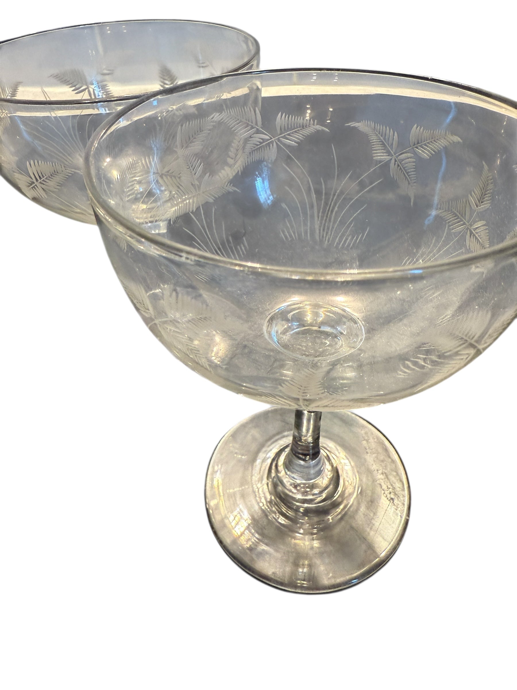 Pair etched Champagne Coupes image 5