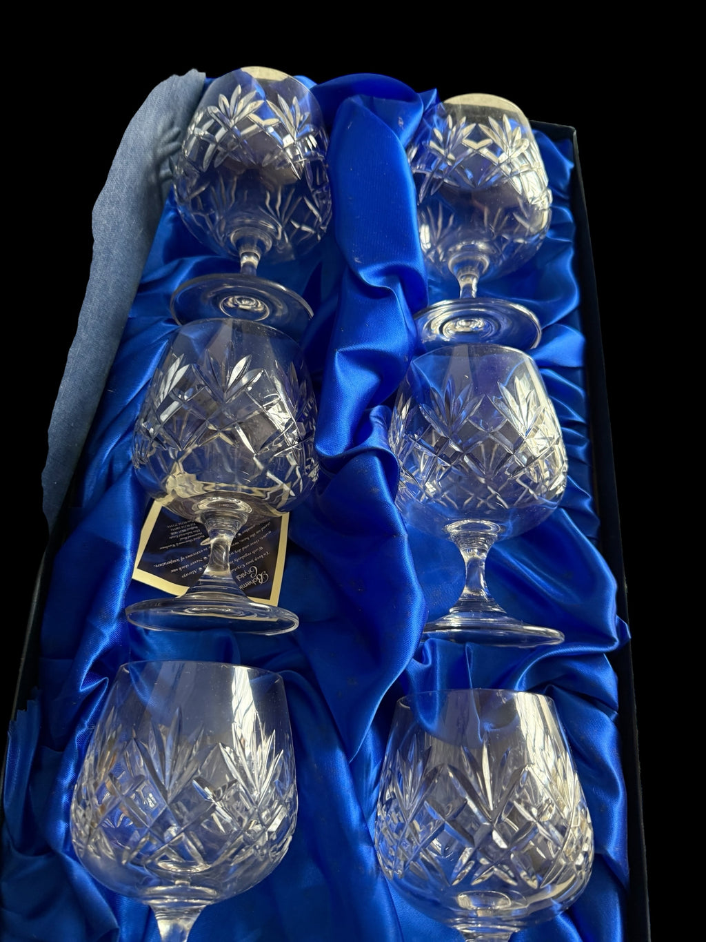 BOHEMIA. Set 6 Vintage Brandy Balloon Crystal Glasses.  image 9