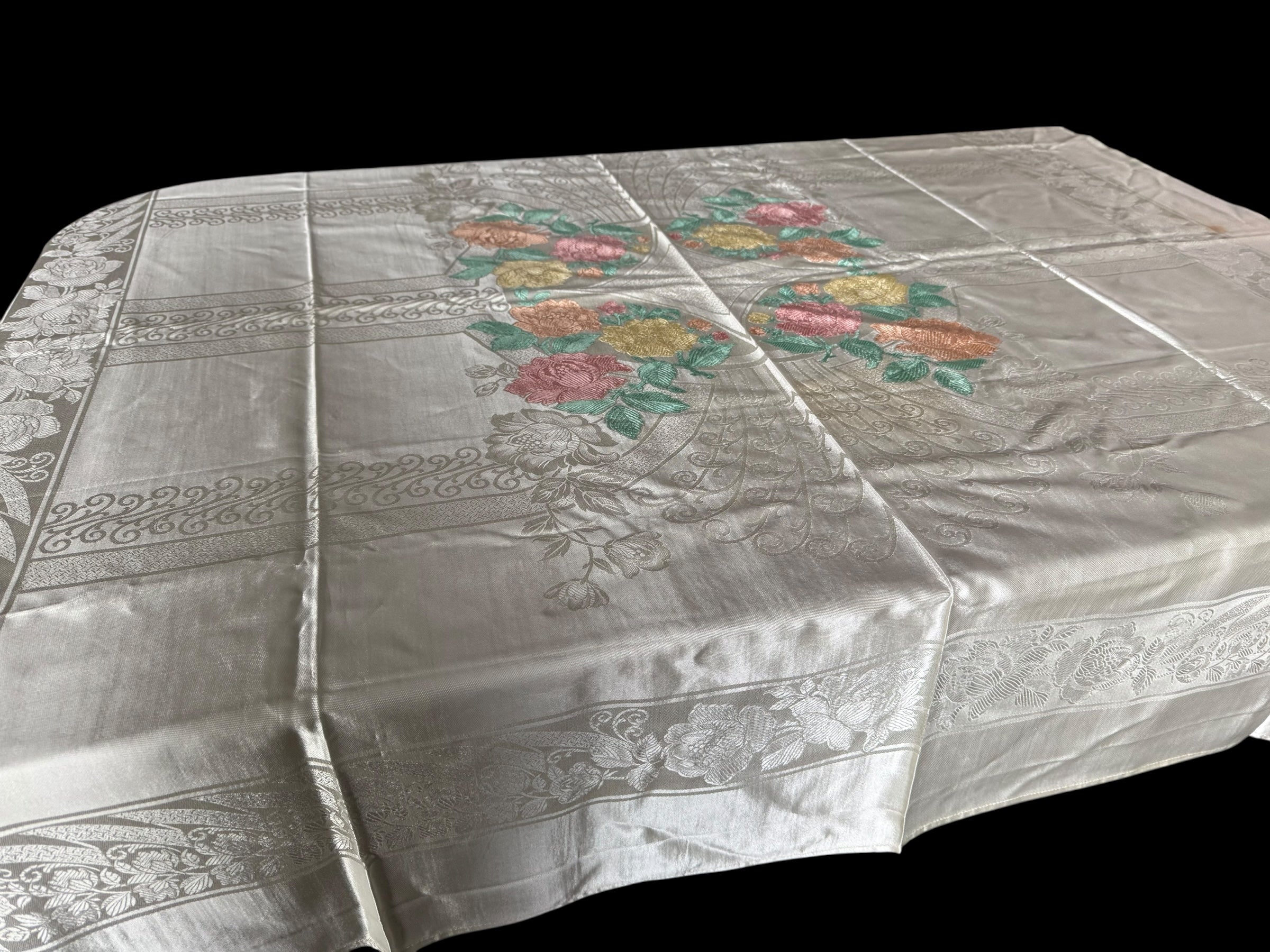 Silk Screen Print Vintage Tablecloth  image 1