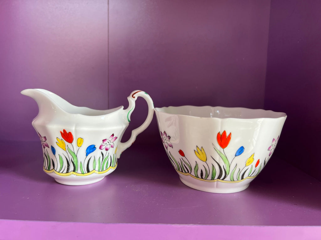 Handpainted Milk jug & sugar bowl  image 1