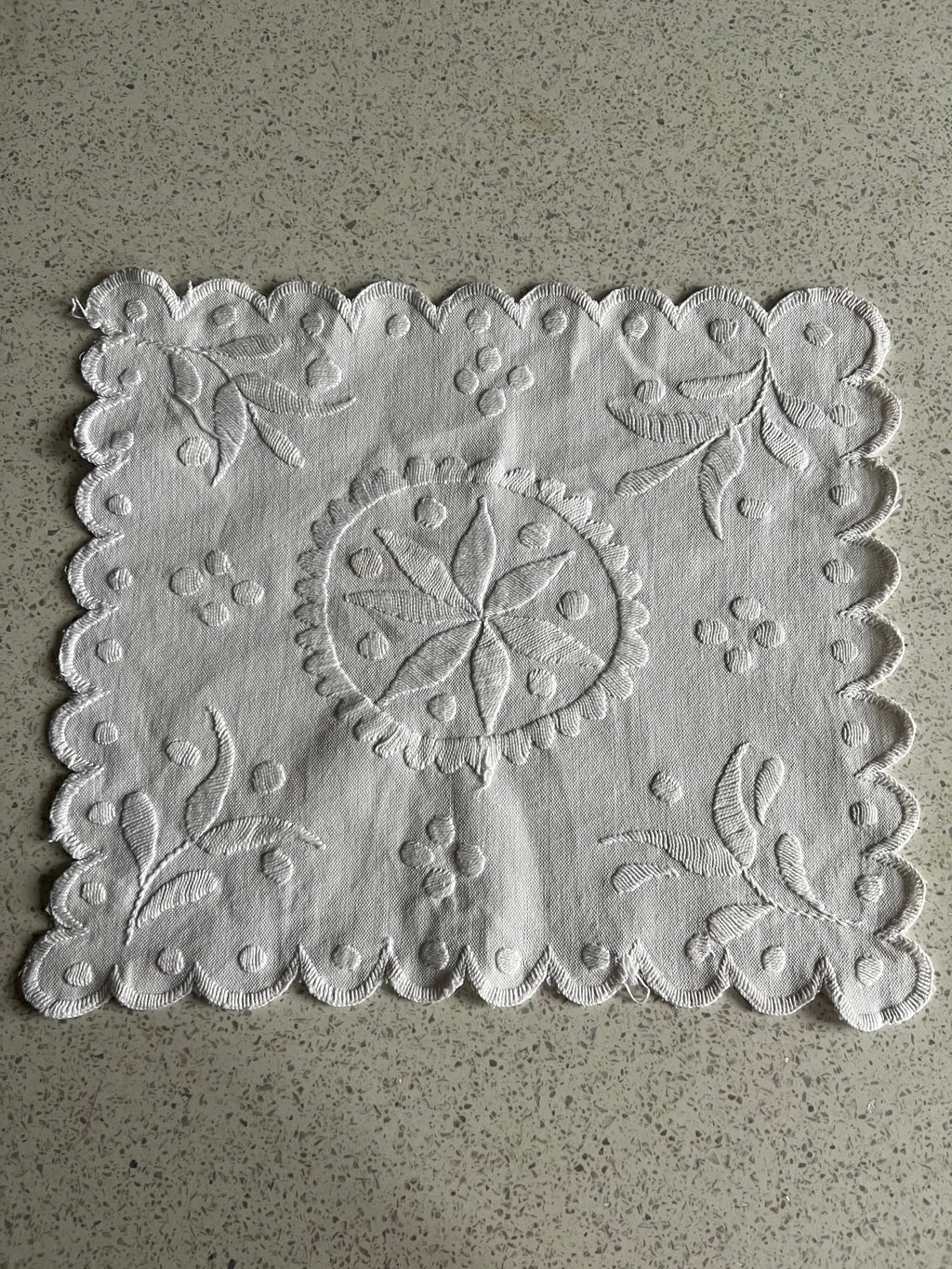 Vintage cotton lace table square image 1