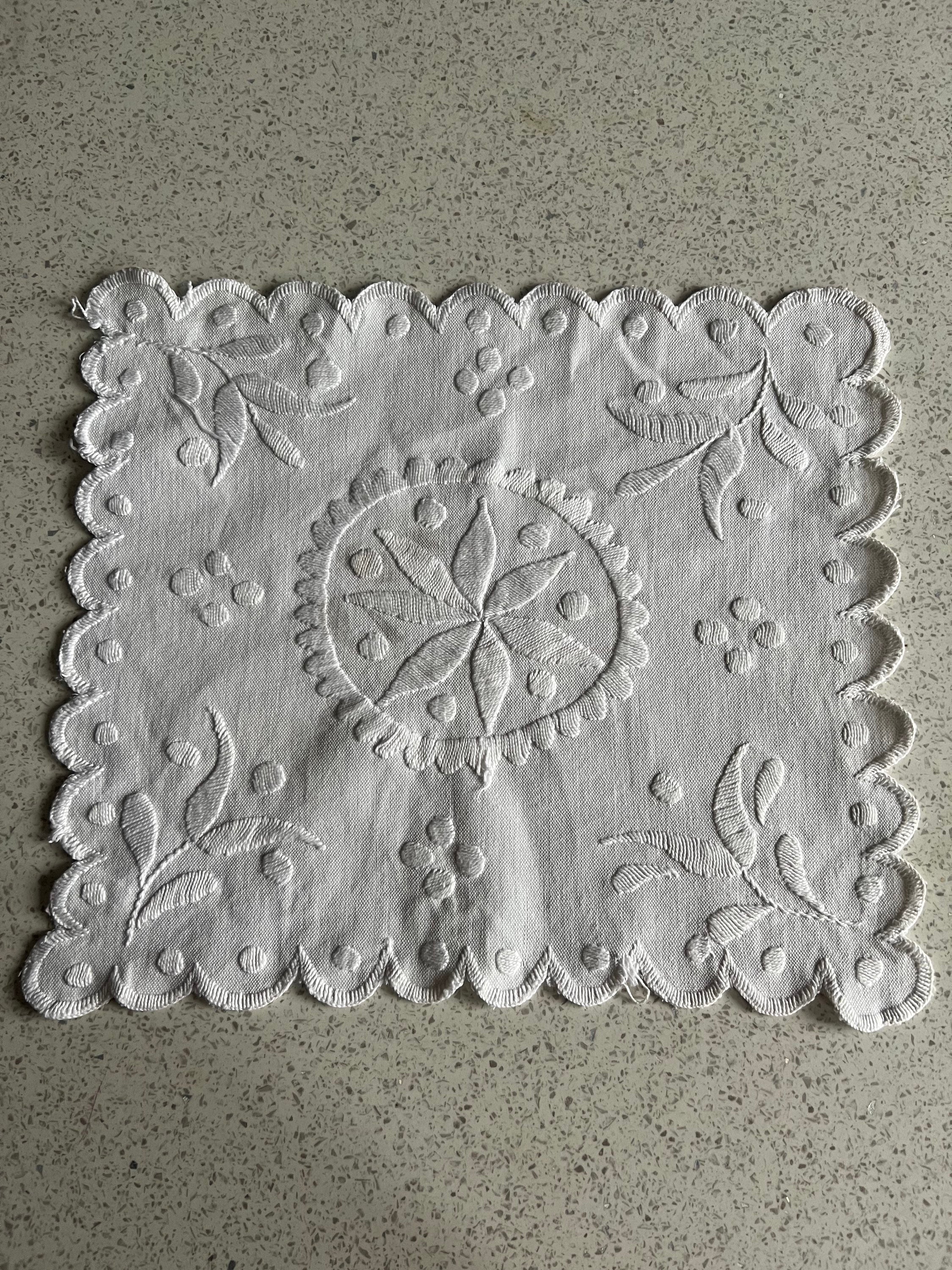 Vintage cotton lace table square image 1