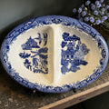 Churchill. Antique blue & white dual compartment dish  image 0