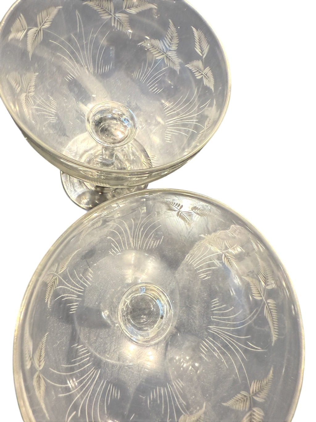 Pair etched Champagne Coupes image 2