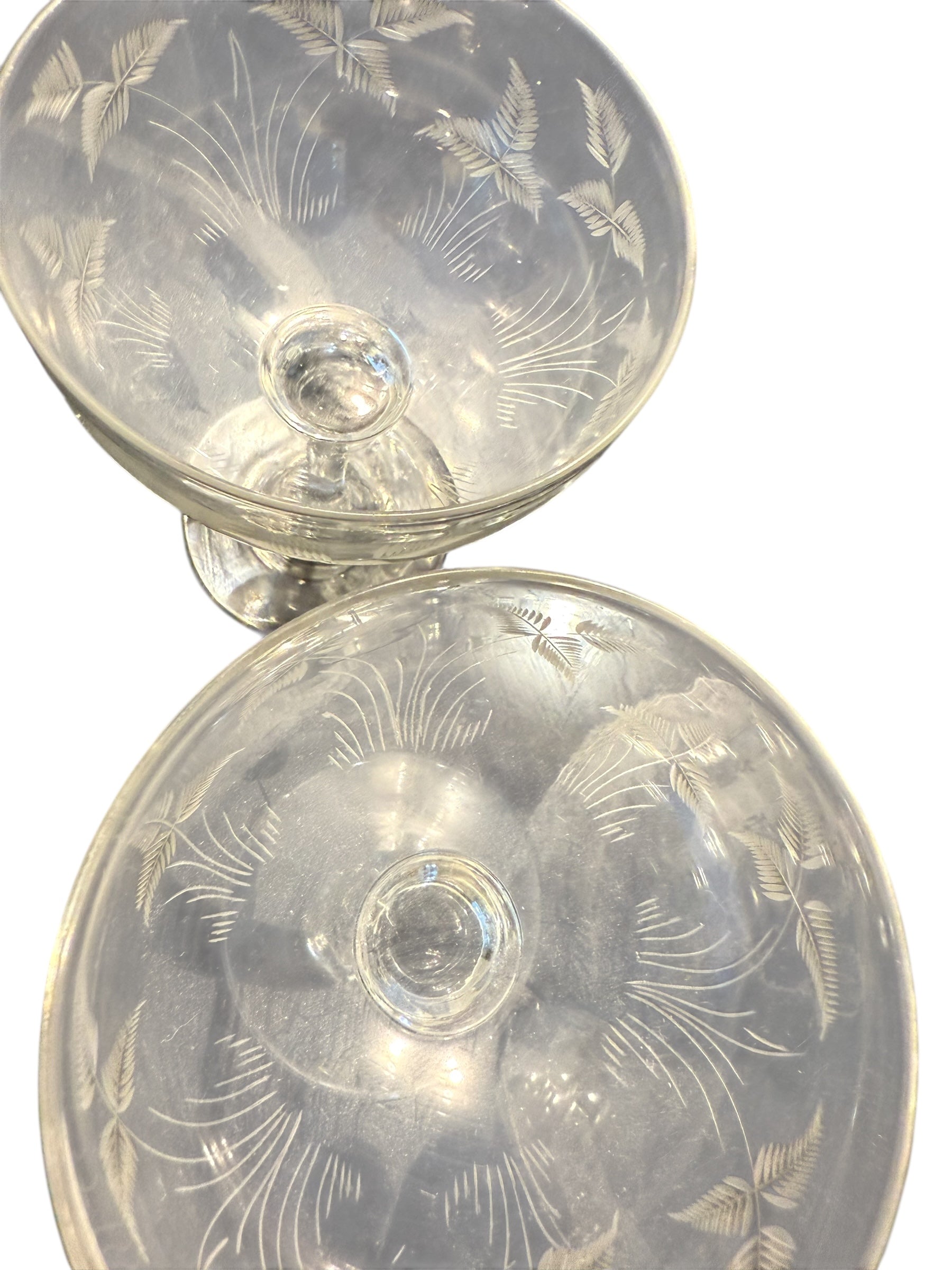 Pair etched Champagne Coupes image 2