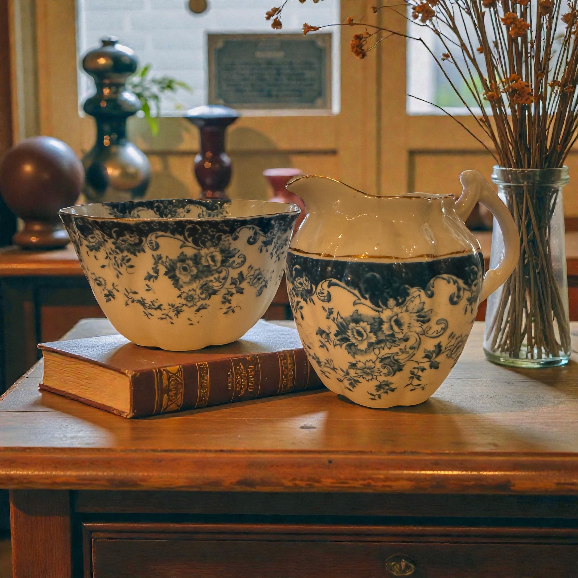 Wellington China. Antique Milk Jug & Bowl  image 0