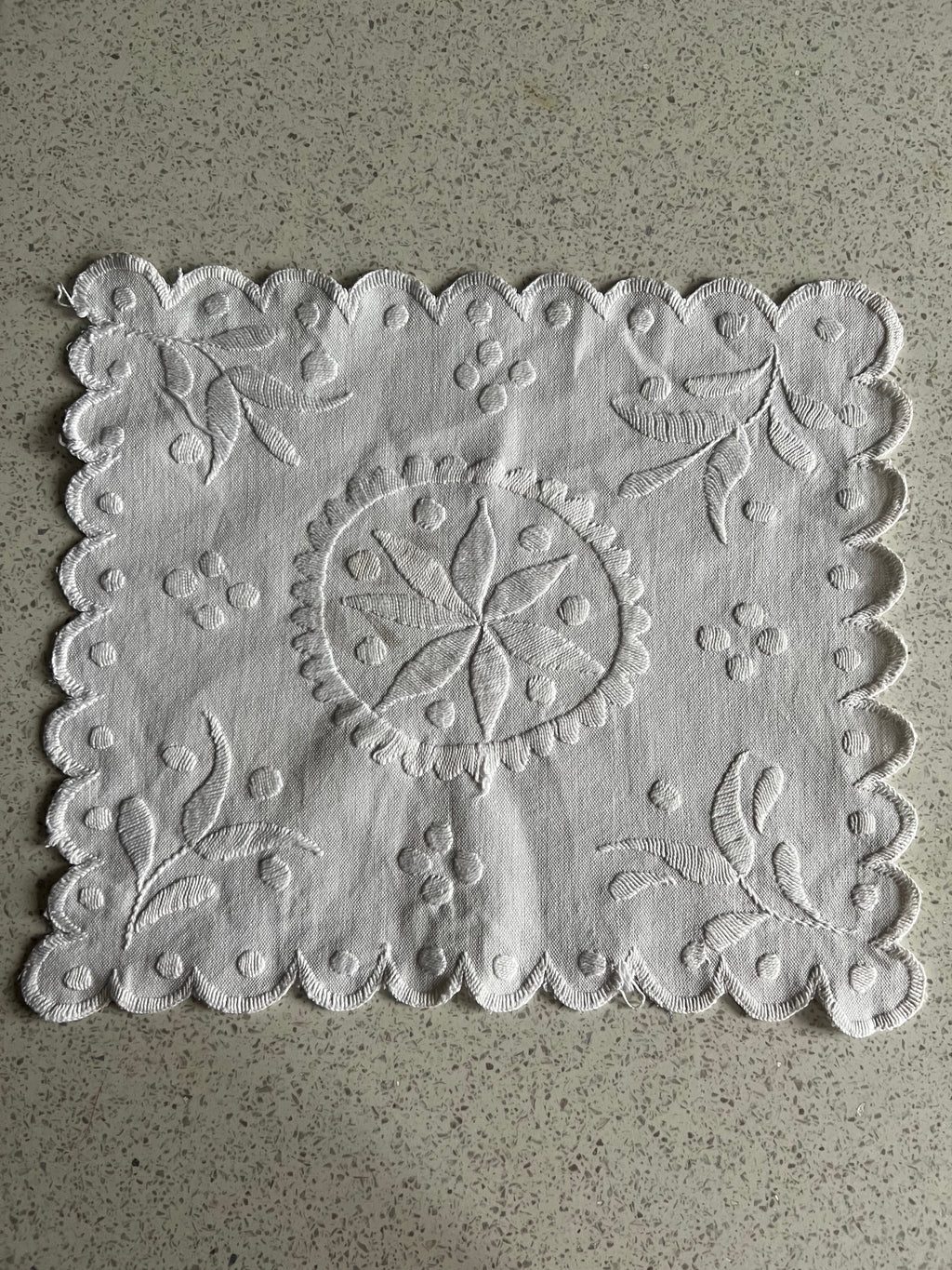 Vintage cotton lace table square image 2