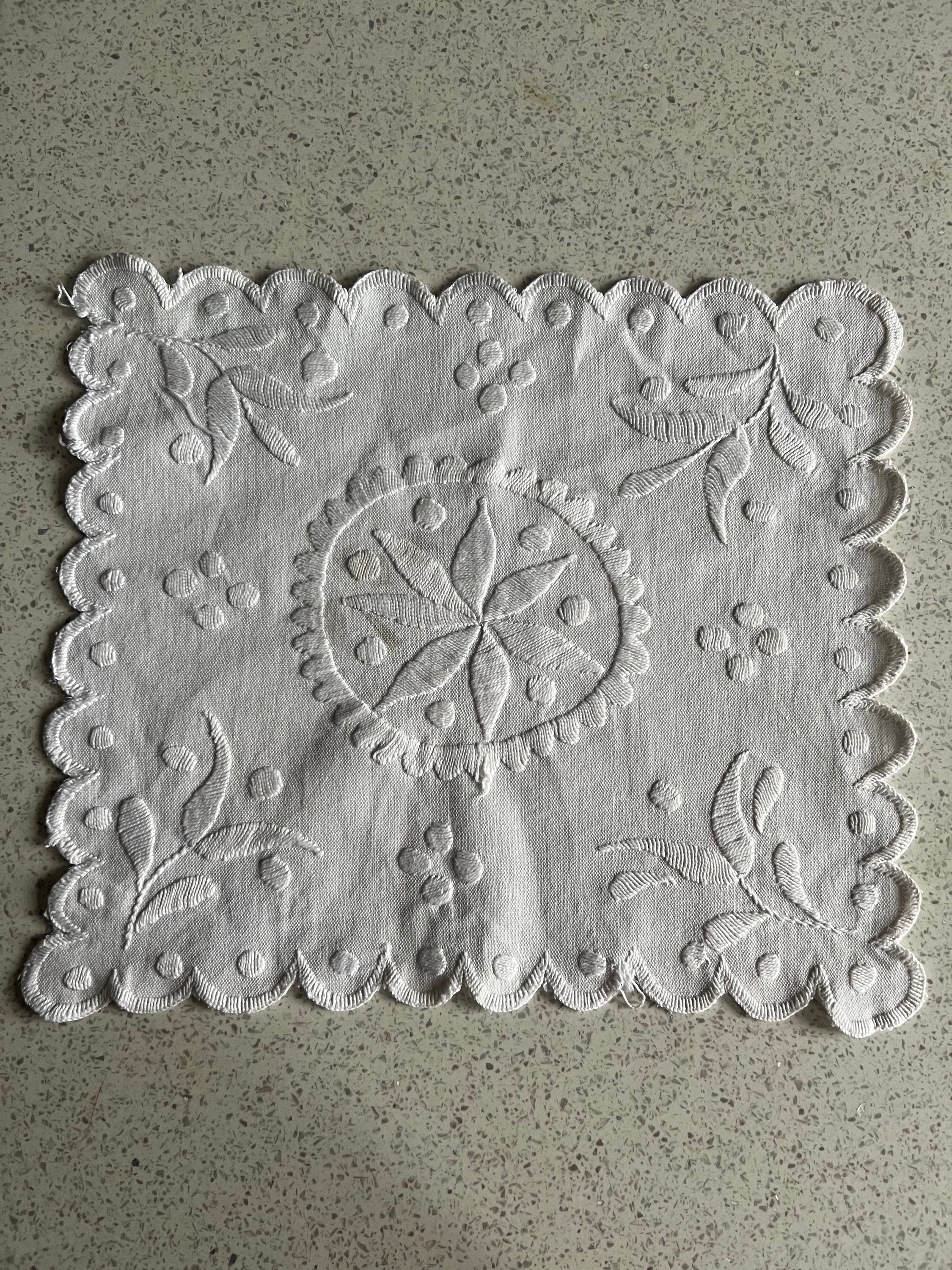 Vintage cotton lace table square image 2