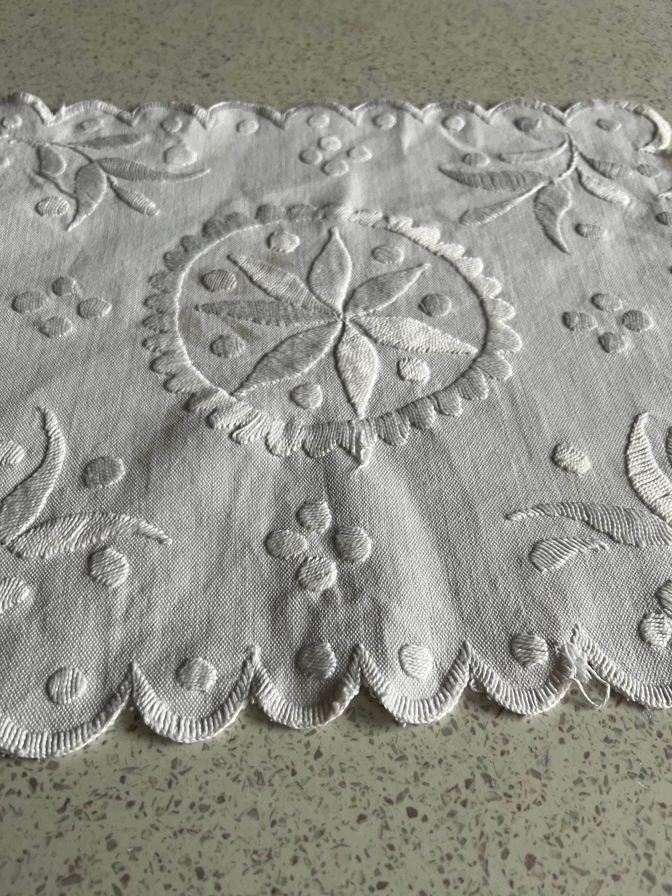 Vintage cotton lace table square image 4