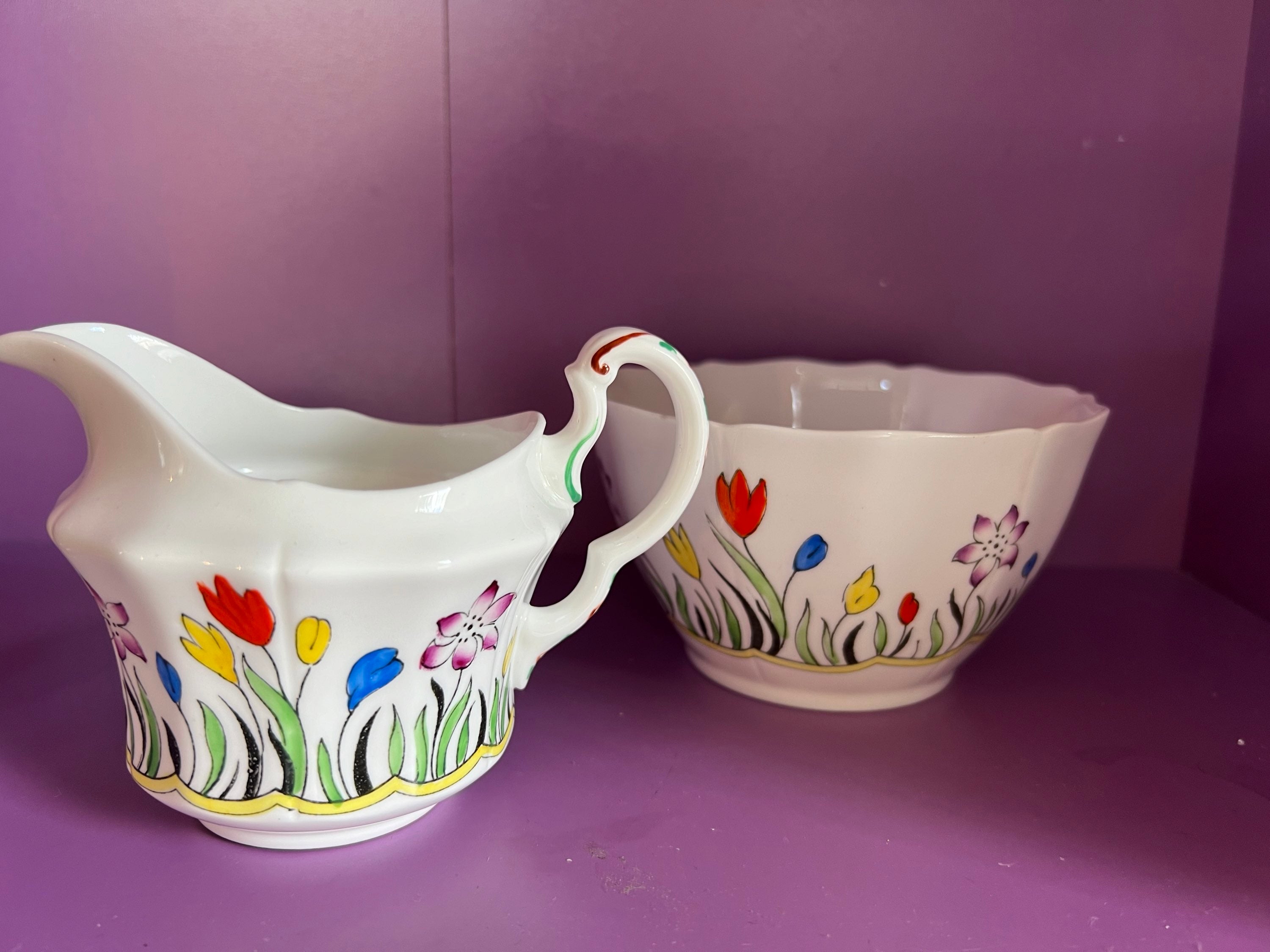 Handpainted Milk jug & sugar bowl  image 5