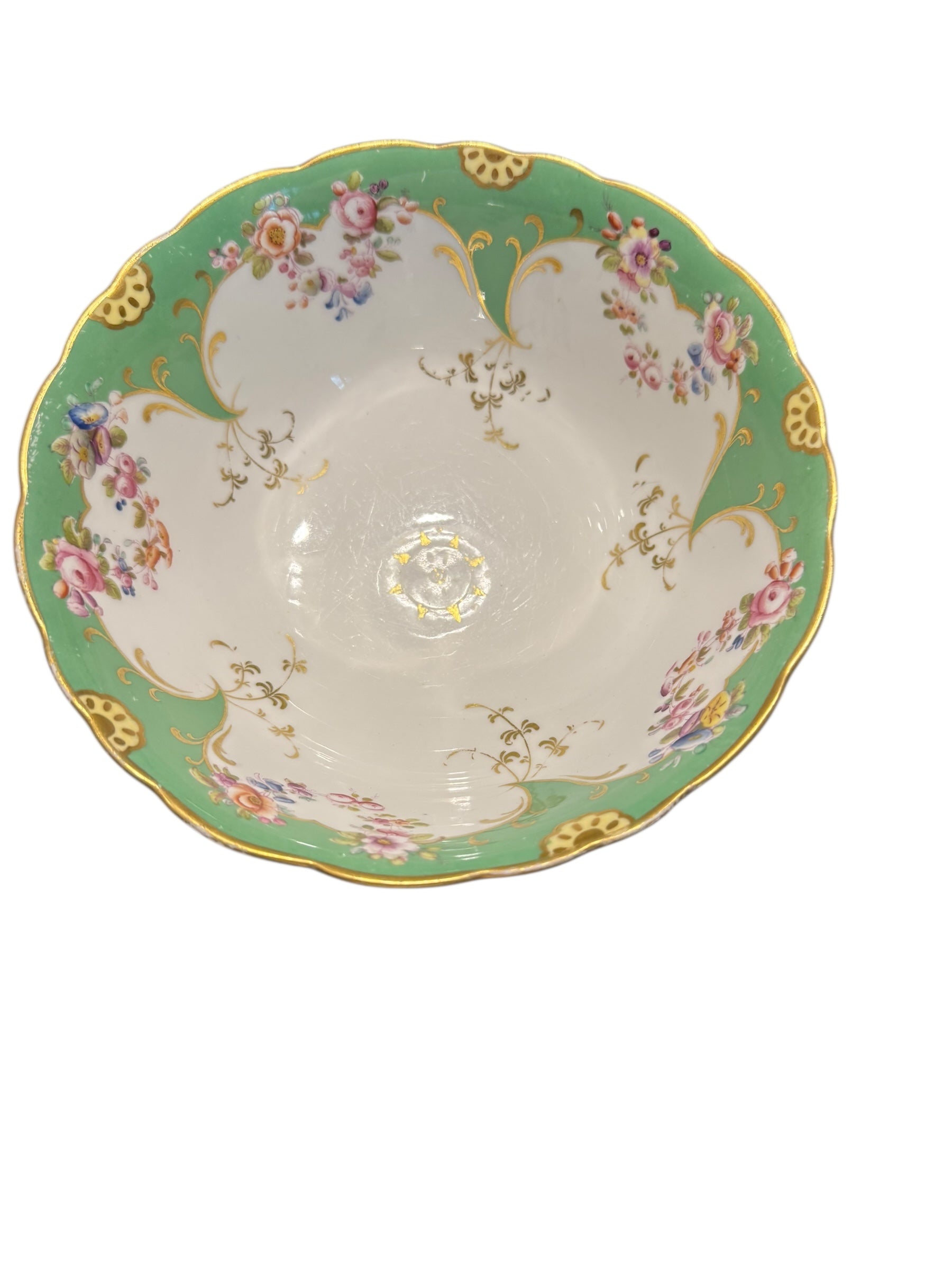 Antique Rockingham. GREEN. Lidded Sucriere & Bowl image 4