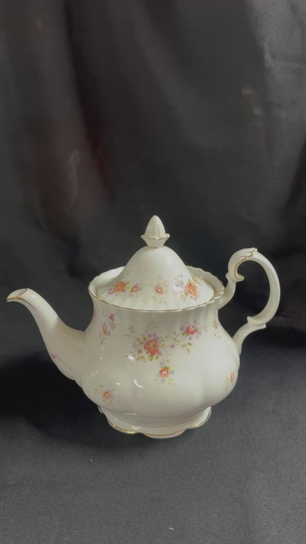 Royal Albert Peach Rose Large Teapot - Milk Jug & Sugar Bowl