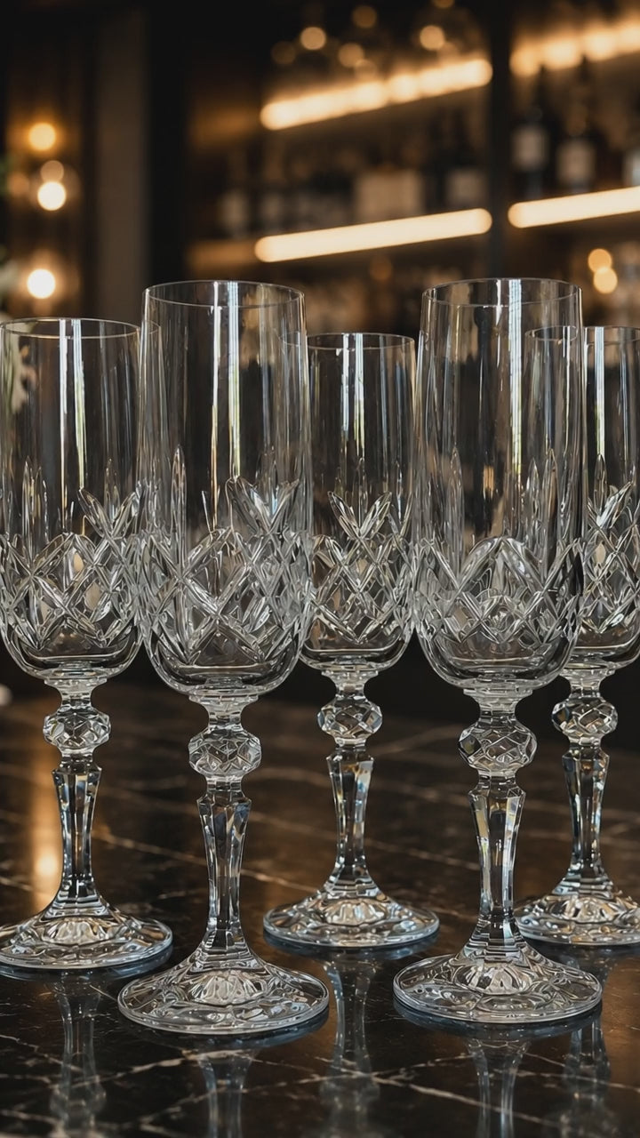 Edinburgh Crystal “Balmoral” Set of 5 Champagne Glasses