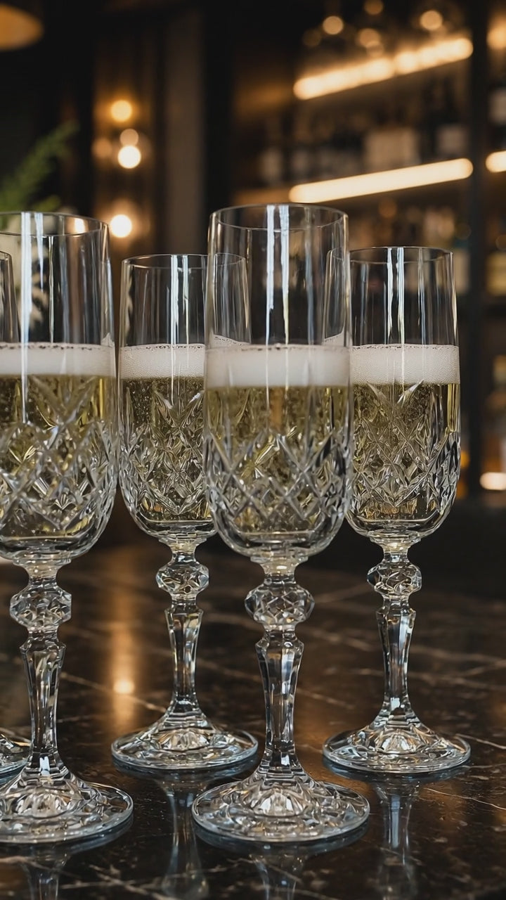 Edinburgh Crystal “Balmoral” Set of 5 Champagne Glasses